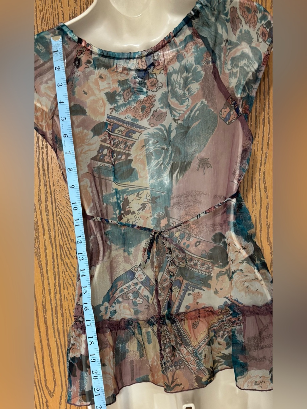 American Rag Multi-Color Sheer Button-Front Blouse - Picture 2 of 4